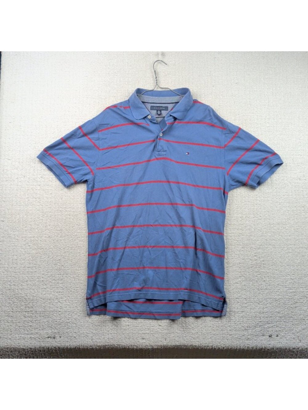 Tommy Hilfiger Performance Pique Polo Shirt Men XL Blue Striped Cotton Tennis